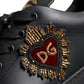 Dolce & Gabbana Black Leather Heart Low Top Sneaker Shoes