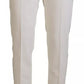 Dolce & Gabbana White High Waist Tapered Wool Pants