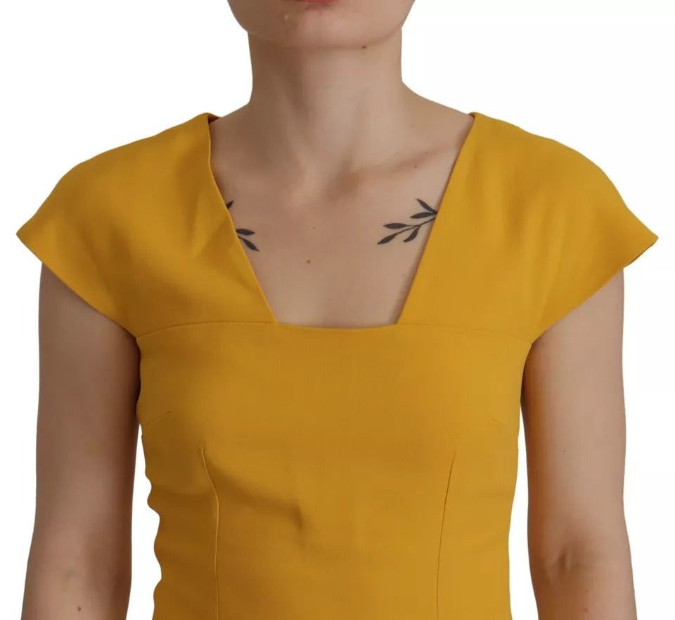 Dolce & Gabbana Yellow Viscose Sleeveless Sheath Midi Dress