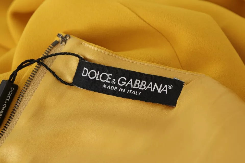 Dolce & Gabbana Yellow Viscose Sleeveless Sheath Midi Dress