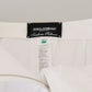 Dolce & Gabbana White Jacquard Cotton Blend Mid Waist Pants