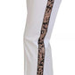Dolce & Gabbana White Jacquard Cotton Blend Mid Waist Pants