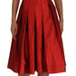 Dolce & Gabbana Red A-line Pleated Midi Satin Silk Dress