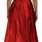 Dolce & Gabbana Red A-line Pleated Midi Satin Silk Dress