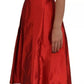 Dolce & Gabbana Red A-line Pleated Midi Satin Silk Dress