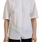 Dolce & Gabbana White Cotton Button Front Short Sleeve Shirt