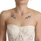 Dolce & Gabbana White Strapless Floral Lace Cropped Bustier Top