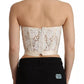 Dolce & Gabbana White Strapless Floral Lace Cropped Bustier Top