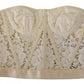 Dolce & Gabbana White Strapless Floral Lace Cropped Bustier Top