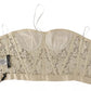 Dolce & Gabbana White Strapless Floral Lace Cropped Bustier Top