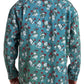 Dolce & Gabbana Blue Floral Cotton Button Down Denim Shirt