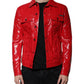 Dolce & Gabbana Red Polyester Button Down Collared Jacket