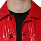 Dolce & Gabbana Red Polyester Button Down Collared Jacket