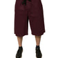Dolce & Gabbana Maroon Cotton Mid Waist Bermuda Shorts