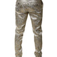 Dolce & Gabbana Gold Floral Jacquard Men Dress Pants
