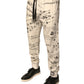 Dolce & Gabbana White Printed Cotton Jogger Sweatpants Pants