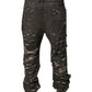 Dolce & Gabbana Gray Tattered Cotton Straight Men Denim Jeans