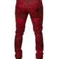 Dolce & Gabbana Red Leopard Cotton Stretch Skinny Denim Jeans