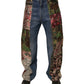 Dolce & Gabbana Blue Patchwork Cotton Straight Denim Jeans