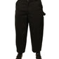 Dolce & Gabbana Black Cotton Mid Waist Cropped Pants