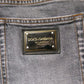 Dolce & Gabbana Gray Logo Cotton Stretch Skinny Denim Jeans