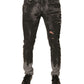 Dolce & Gabbana Gray Embellished Cotton Skinny Denim Jeans
