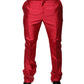 Dolce & Gabbana Red Silk Slim Fit Mid Waist Dress Formal Pants