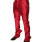 Dolce & Gabbana Red Silk Slim Fit Mid Waist Dress Formal Pants