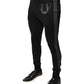 Dolce & Gabbana Black Horseshoe Embellished Wool Slim Fit Pants