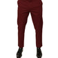 Dolce & Gabbana Maroon Cotton Men Skinny Dress Pants