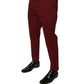 Dolce & Gabbana Maroon Cotton Men Skinny Dress Pants