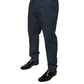 Dolce & Gabbana Dark Blue Cotton Stretch Skinny Men Dress Pants