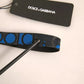 Dolce & Gabbana Blue Logo Polyester Silver Brass Holder Keychain Keyring