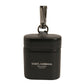Dolce & Gabbana Black Leather Logo Silver Metal Strap Airpods Case