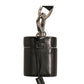 Dolce & Gabbana Black Leather Logo Silver Metal Strap Airpods Case