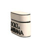 Dolce & Gabbana White PVC Embossed Logo Plaque Holder Airpods Case