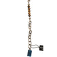 Dolce & Gabbana Silver Brass Chain Beaded Logo Plaque Keychain Keyring