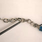 Dolce & Gabbana Silver Brass Chain Beaded Logo Plaque Keychain Keyring