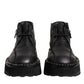 Dolce & Gabbana Black Leather Lace Up Ankle Boots Shoes