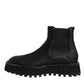 Dolce & Gabbana Black Chelsea Boots Leather Slip On Shoes