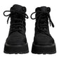 Dolce & Gabbana Black Padded Mid Calf Lace Up Boots Shoes