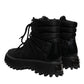 Dolce & Gabbana Black Padded Mid Calf Lace Up Boots Shoes