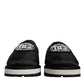 Dolce & Gabbana Black Nylon Quilted Logo Patch Sandals Slides Shoes