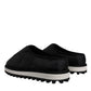 Dolce & Gabbana Black Nylon Quilted Logo Patch Sandals Slides Shoes