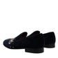 Dolce & Gabbana Black Velvet Floral Gun Loafers Dress Shoes
