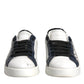Dolce & Gabbana White Blue Leather Crown Milano Sneakers Shoes
