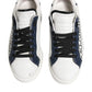Dolce & Gabbana White Blue Leather Crown Milano Sneakers Shoes