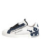 Dolce & Gabbana White Blue Leather Crown Milano Sneakers Shoes