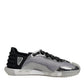 Dolce & Gabbana Silver Black Nylon NS1 Low Top Sneakers Shoes
