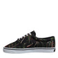 Dolce & Gabbana Black Tropical Print Low Top Sneakers Shoes